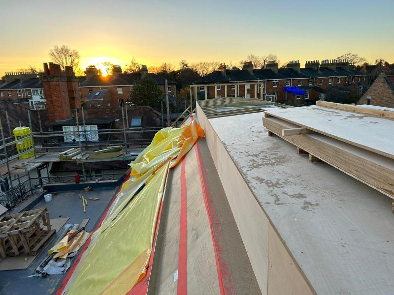 Large wooden school roof construction contractor